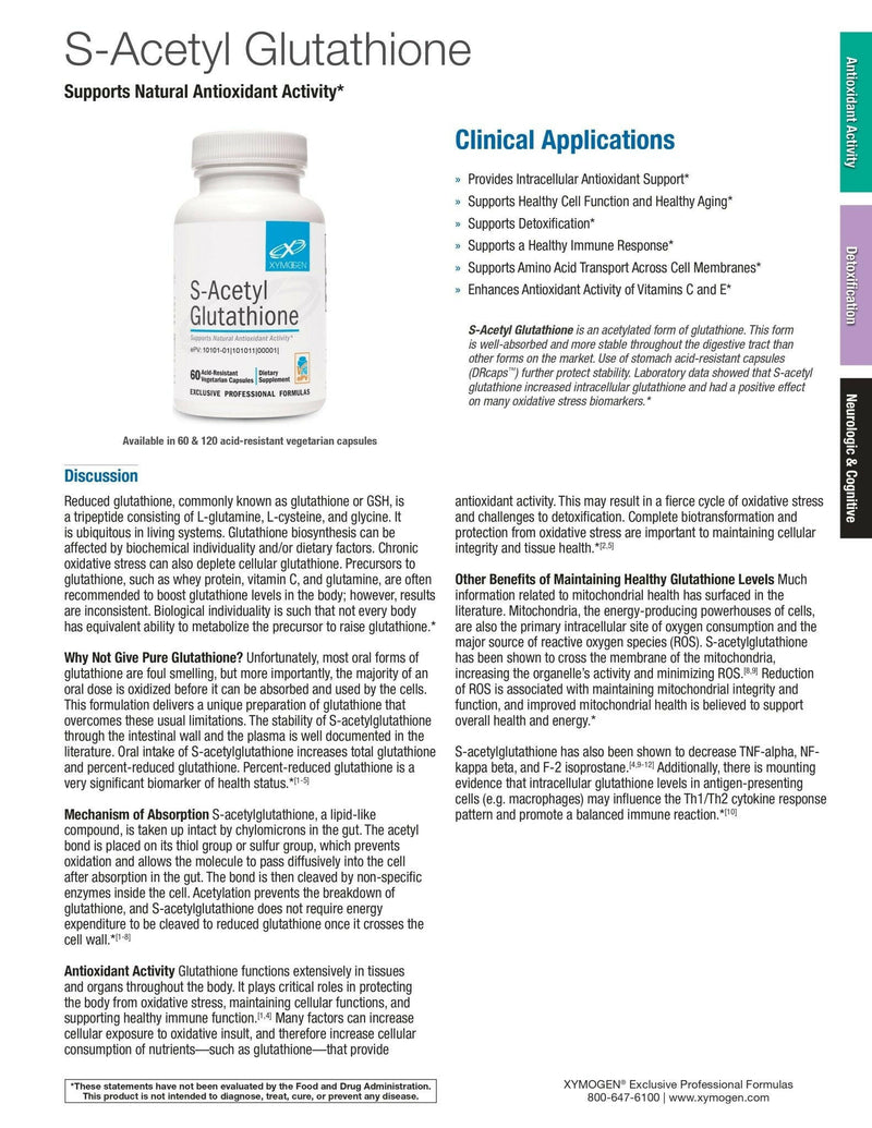 S-Acetyl Glutathione | Xymogen® | 60 Capsules - Coal Harbour Pharmacy