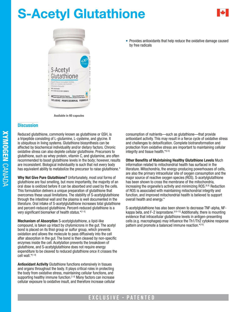 S-Acetyl Glutathione | Xymogen® | 60 Capsules - Coal Harbour Pharmacy