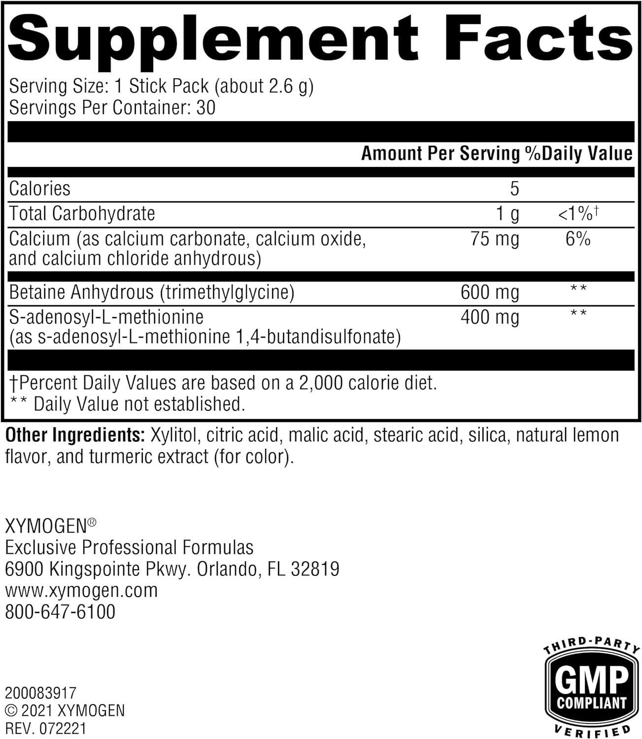 SAM-e & TMG | Xymogen® | 30 Servings - Coal Harbour Pharmacy