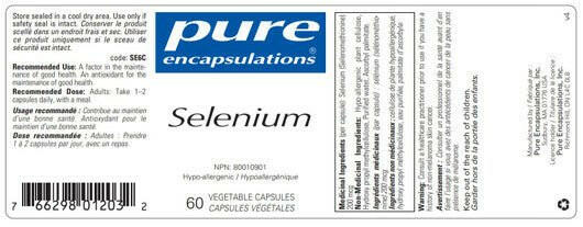 Selenium | Pure Encapsulations® | 60 Vegetable Capsules - Coal Harbour Pharmacy