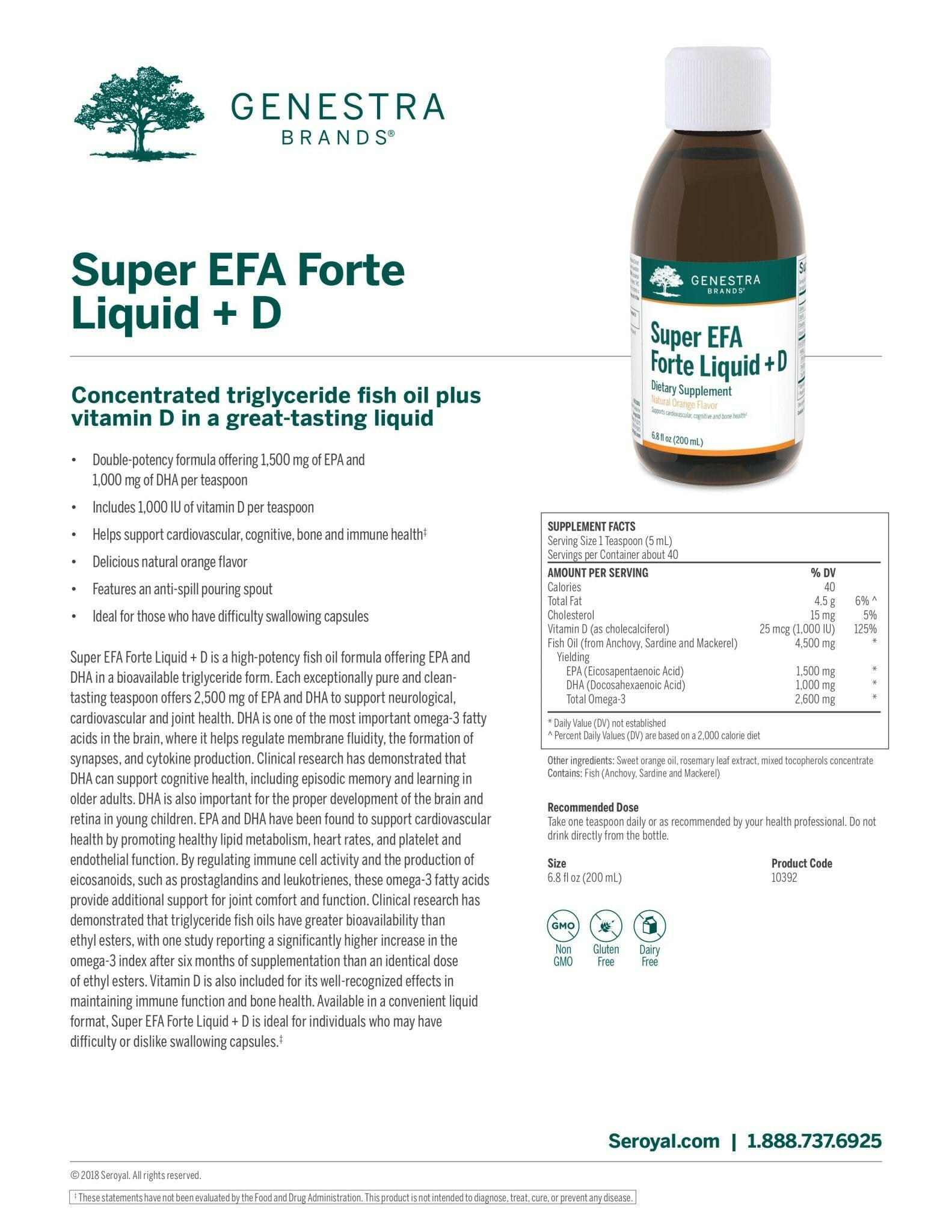 Super EFA Forte Liquid + D | Genestra Brands® | 200 mL or 500 mL - Coal Harbour Pharmacy
