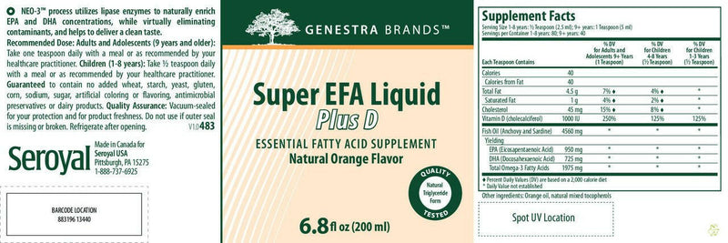 Super EFA Forte Liquid + D | Genestra Brands® | 200 mL or 500 mL - Coal Harbour Pharmacy