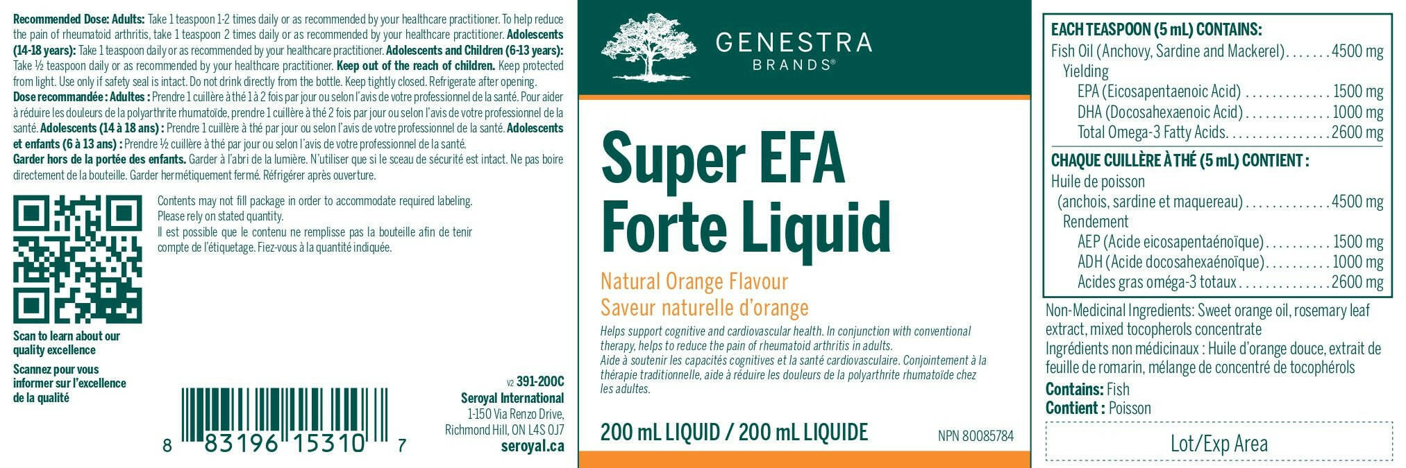 Super EFA Forte Liquid | Genestra Brands® | 200 mL or 500 mL - Coal Harbour Pharmacy