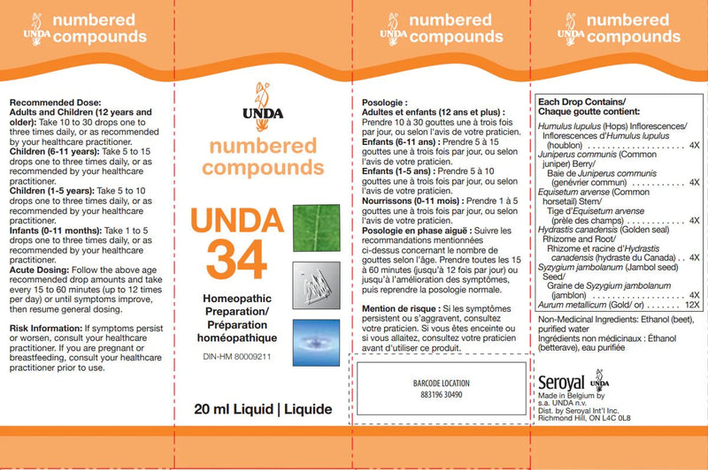 Unda 34 | UNDA Numbered Compounds | 20 mL (0.7 fl. oz) - Coal Harbour Pharmacy