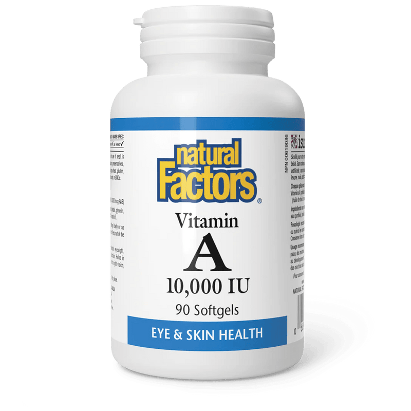 Vitamin A 10,000 IU | Natural Factors® | 90 or 180 Softgels - Coal Harbour Pharmacy