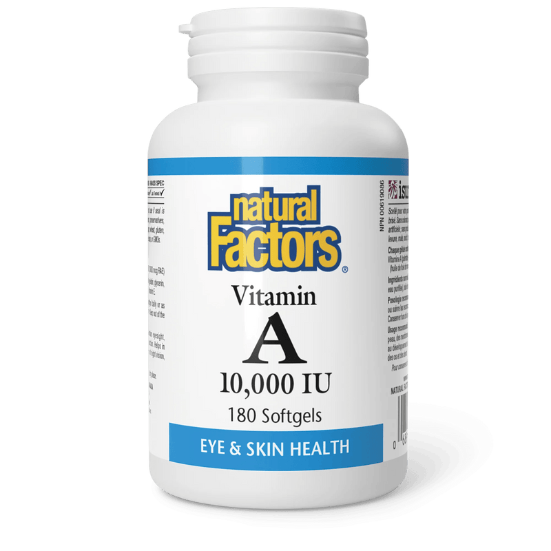 Vitamin A 10,000 IU | Natural Factors® | 90 or 180 Softgels - Coal Harbour Pharmacy