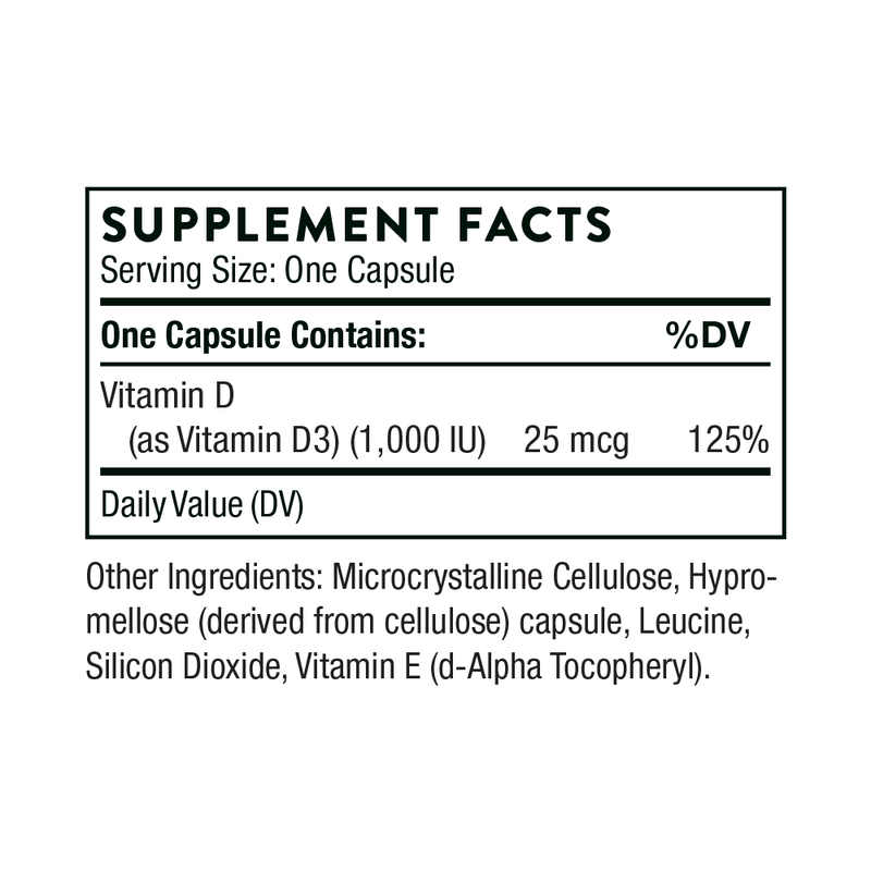 Vitamin D-1,000 | Thorne® | 90 Capsules - Coal Harbour Pharmacy