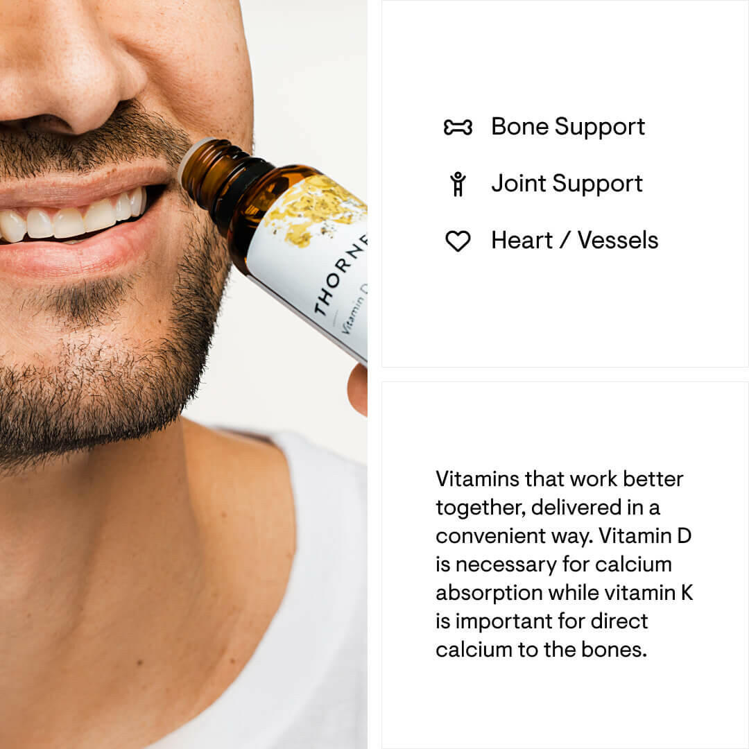 Vitamin D + K2 Liquid | Thorne® | 1 Fl. OZ. (30 mL)=1200 Drops - Coal Harbour Pharmacy