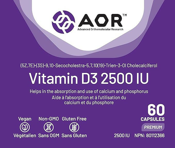 Vitamin D3 2500IU | AOR™ | 60 Capsules - Coal Harbour Pharmacy