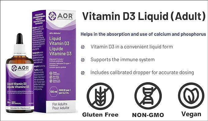 Vitamin D3 Liquid (Adult) | AOR™ | 50mL or 100mL - Coal Harbour Pharmacy