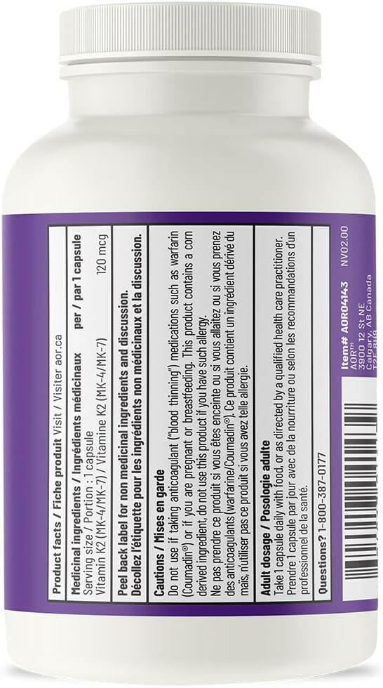 Vitamin K2 | AOR™ | 60 Capsules - Coal Harbour Pharmacy