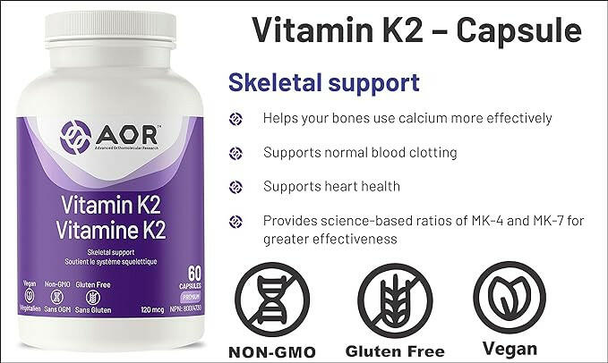 Vitamin K2 | AOR™ | 60 Capsules - Coal Harbour Pharmacy