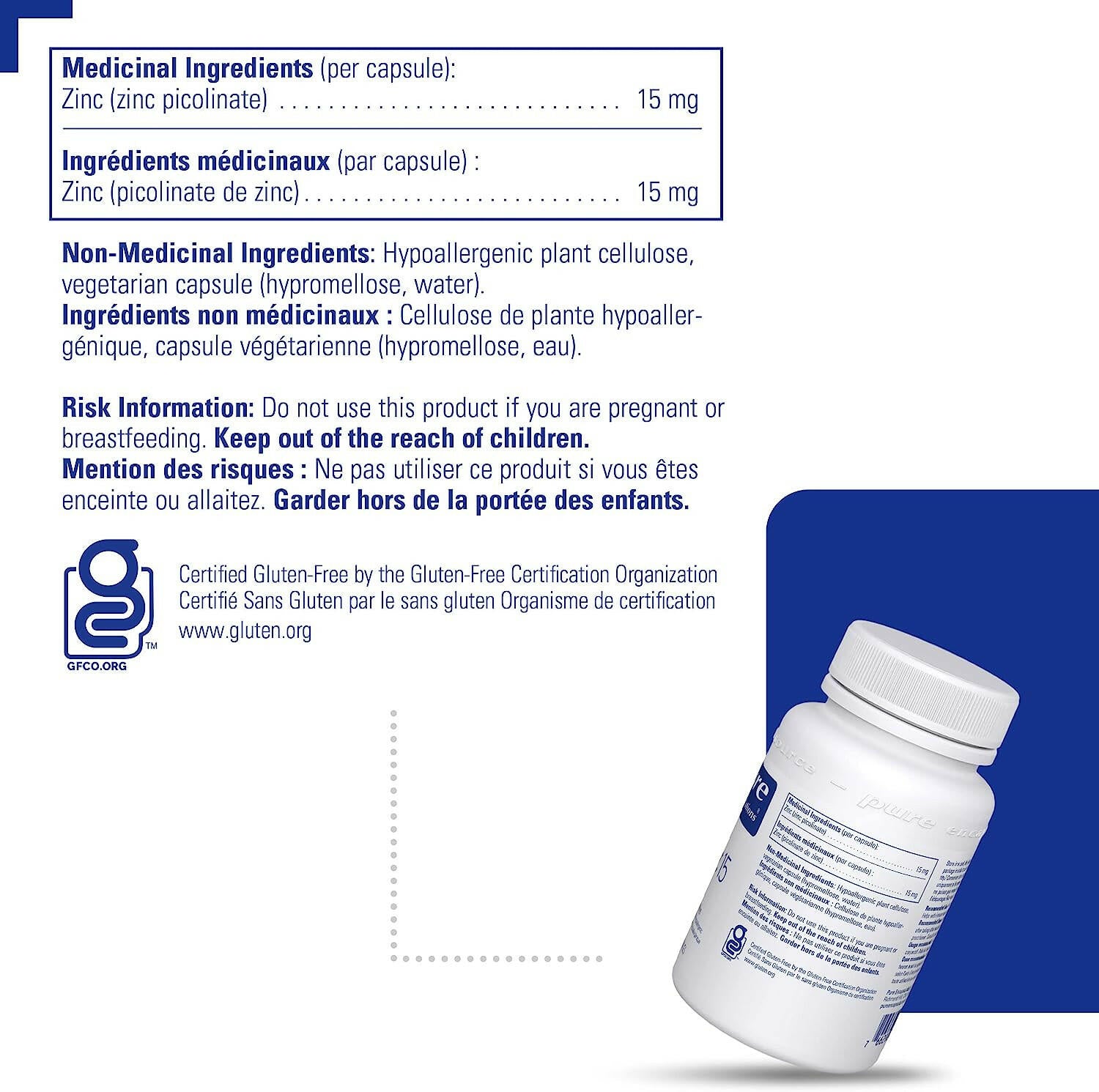 Zinc 15 | Pure Encapsulations® | 180 Vegetable Capsules - Coal Harbour Pharmacy