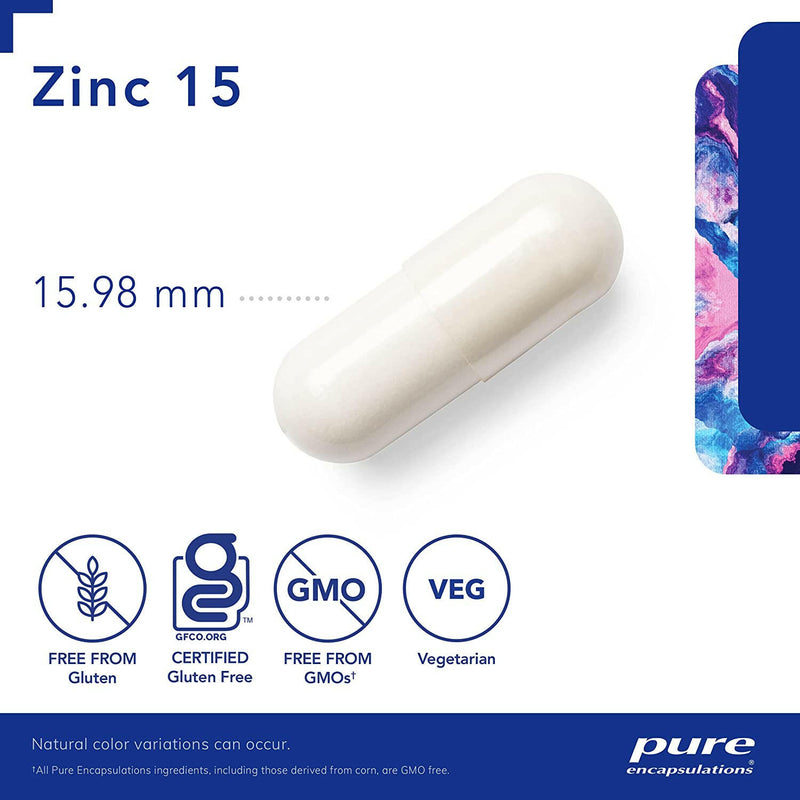 Zinc 15 | Pure Encapsulations® | 180 Vegetable Capsules - Coal Harbour Pharmacy